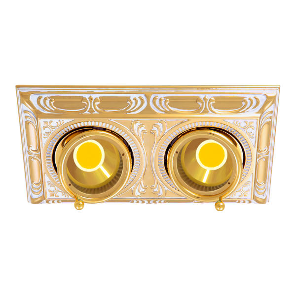 SPOTLIGHT TOSCANA SIENA SQUARE TWO COLLECTION IN BRIGHT GOLD WITH WHITE PATINA