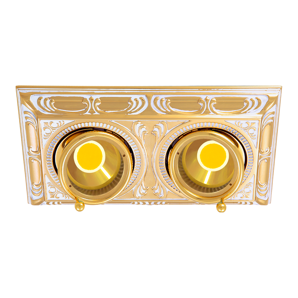 SPOTLIGHT TOSCANA SIENA SQUARE TWO COLLECTION IN BRIGHT GOLD WITH WHITE PATINA