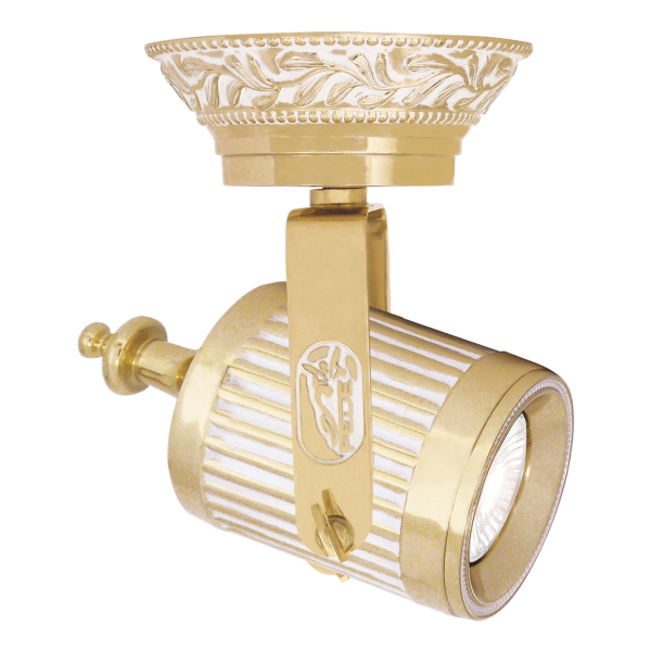 LIGHT PROJECTOR FOR TRACK GU10 WITH A BASE NEW VIENA COLLECTION IN BRIGHT GOLD WITH WHITE PATINA