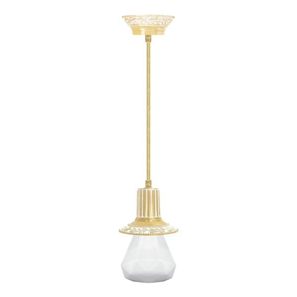 CEILING LAMP MILANO GLASS COLLECTION IN BRIGHT GOLD WITH WHITE PATINA