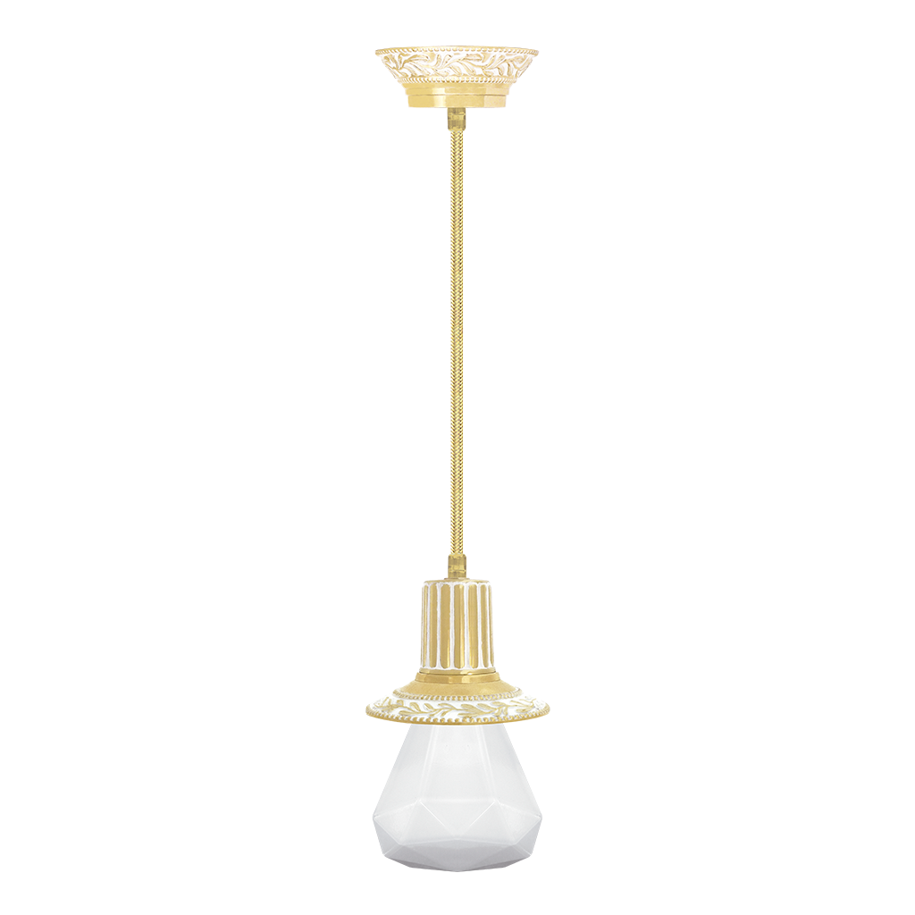 CEILING LAMP MILANO GLASS COLLECTION IN BRIGHT GOLD WITH WHITE PATINA