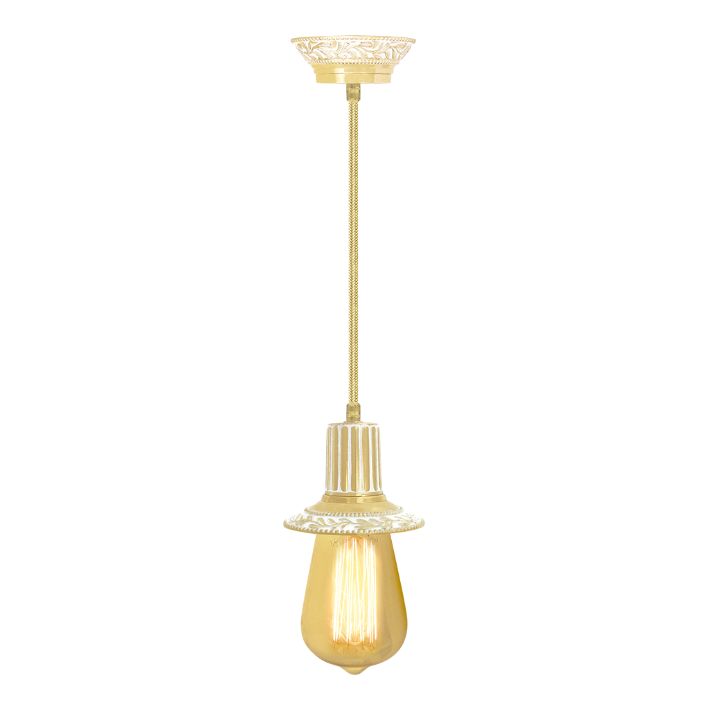 CEILING LAMP EDISON COLLECTION, BRIGHT GOLD WITH WHITE PATINA