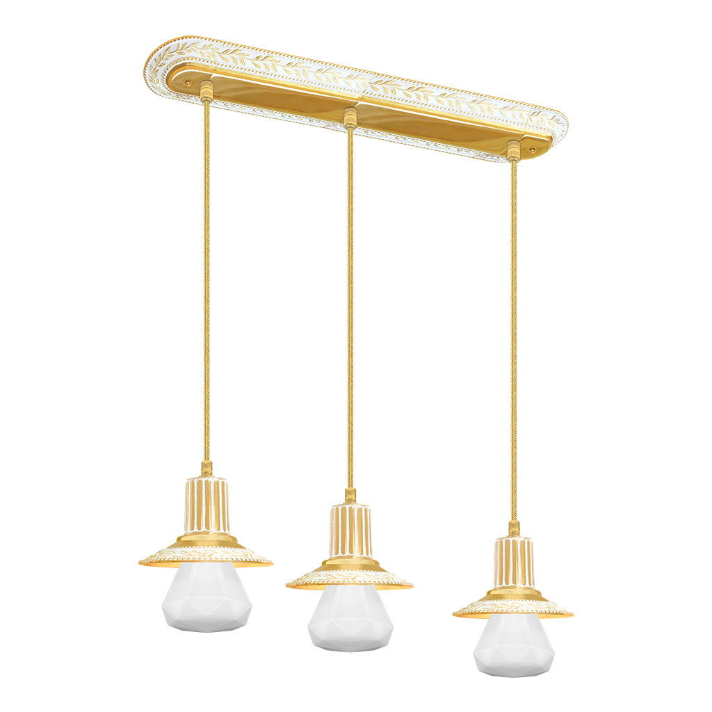 CEILING LAMP MILANO III IN BRIGHT GOLD WITH WHITE PATINA