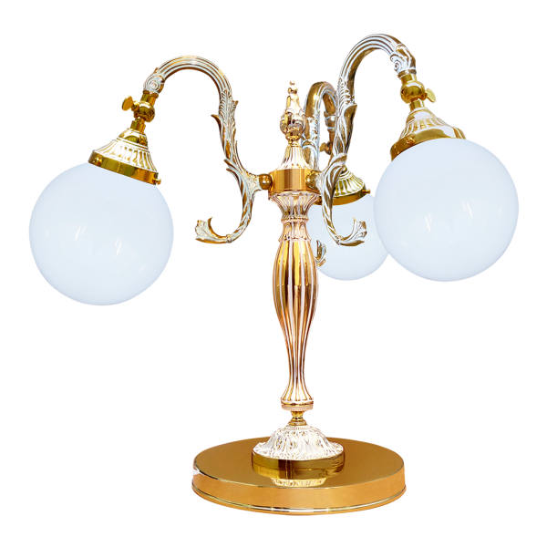 TABLE LAMP CATANIA II IN BRIGHT GOLD WITH WHITE PATINA