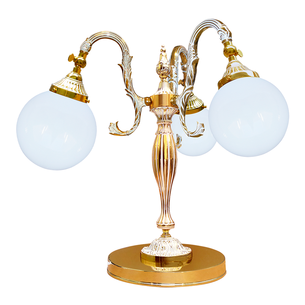 TABLE LAMP CATANIA II IN BRIGHT GOLD WITH WHITE PATINA