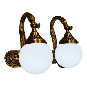 WALL LAMP LAMPARA DE PARED SAN MARINO IN BRIGHT GOLD WITH DOUBLE ROUND CRYSTAL