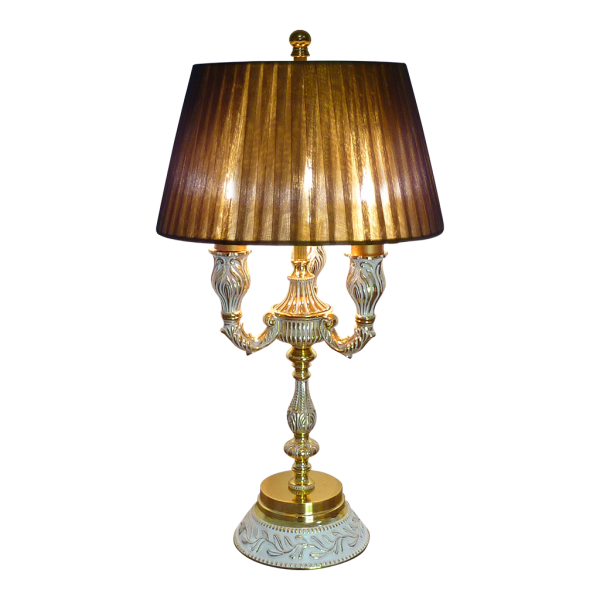 TABLE LAMP BASE IN BRIGHT GOLD AND WHITE PATINA