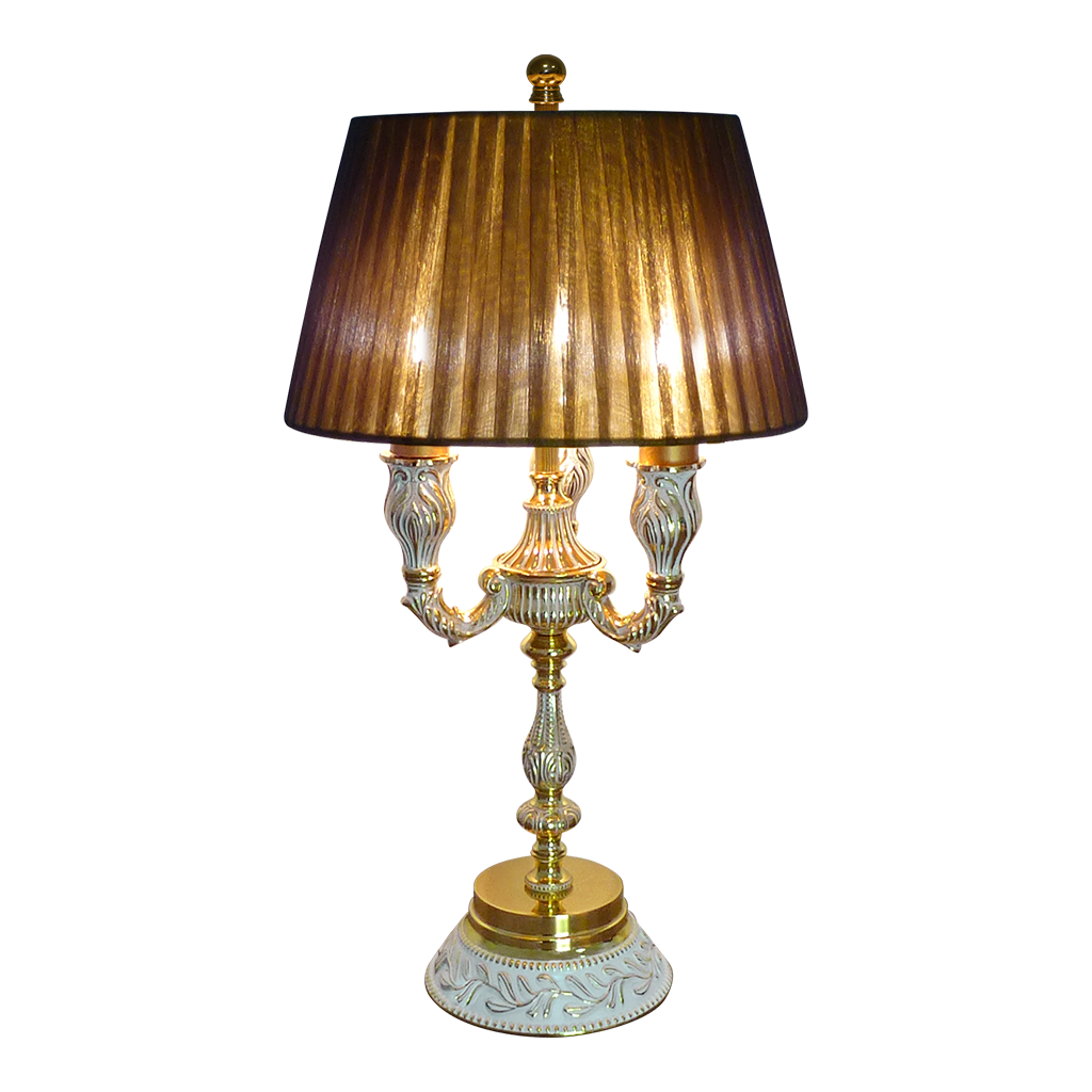 TABLE LAMP BASE IN BRIGHT GOLD AND WHITE PATINA