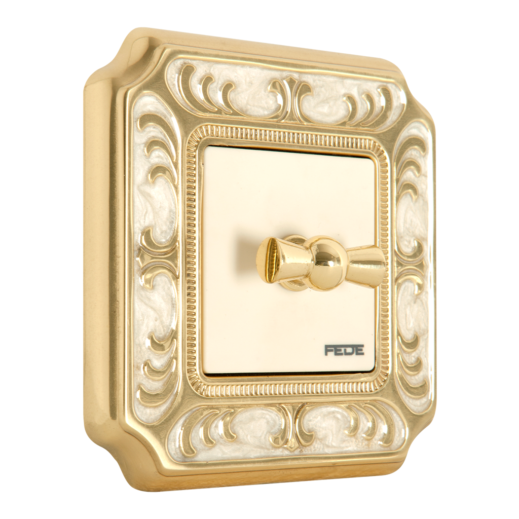 ROTARY SWITCH SMALTO ITALIANO SIENA COLLECTION IN BRIGHT GOLD WITH WHITE