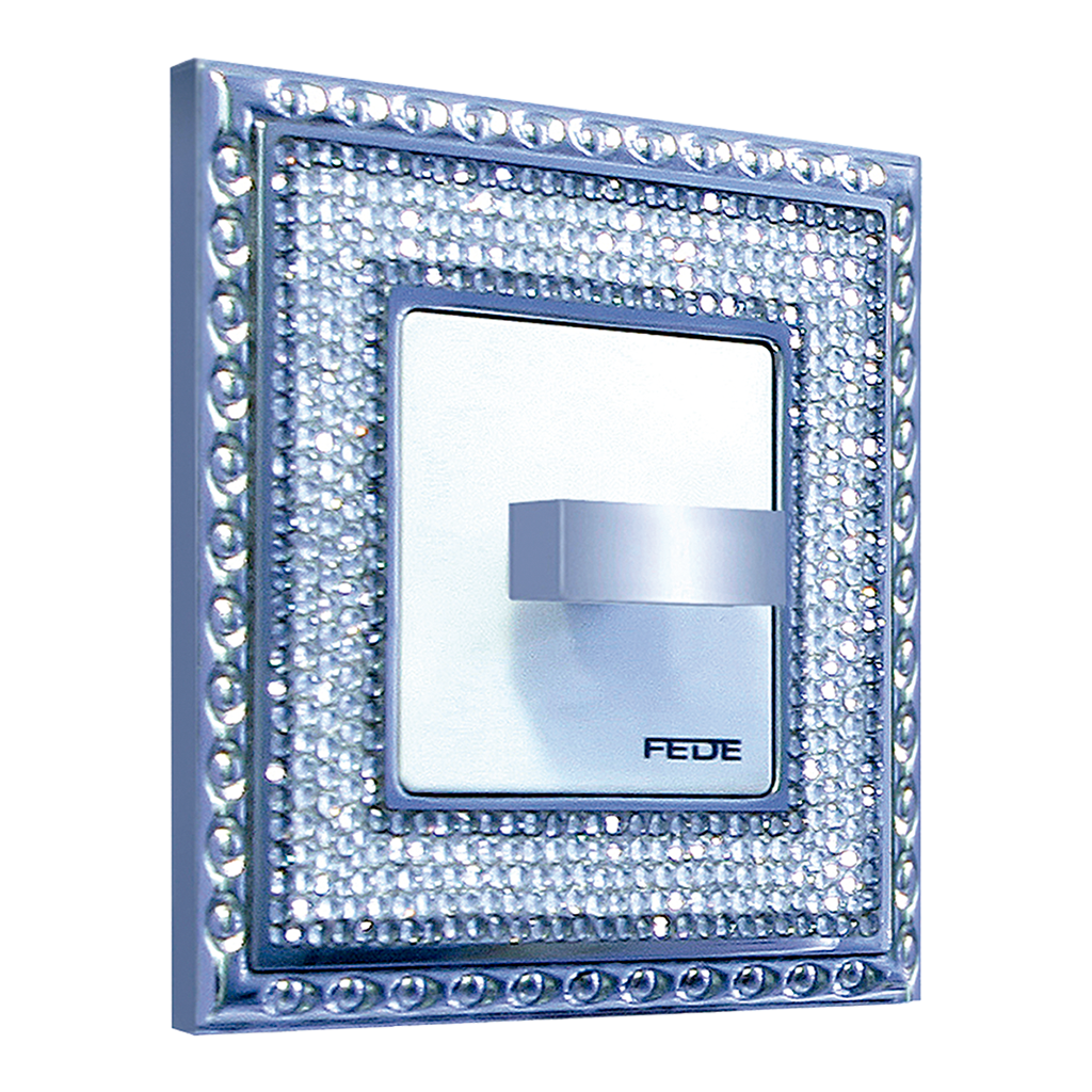ROTARY SWITCH CRYSTAL DE LUXE ART COLLECTION, WITH TOLEDA FRAME BASE IN BRIGHT CHROME WITH SWAROVSKI CRYSTALS