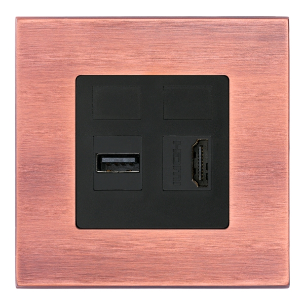 MULTIMEDIA SOCKET SoHo COLLECTION IN BRUSHED COPPER