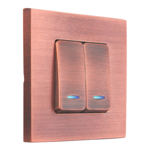 DOUBLE-KEY SWITCH WITH LED DIFFUSER SoHo COLLECTION IN BRUSHED COPPER