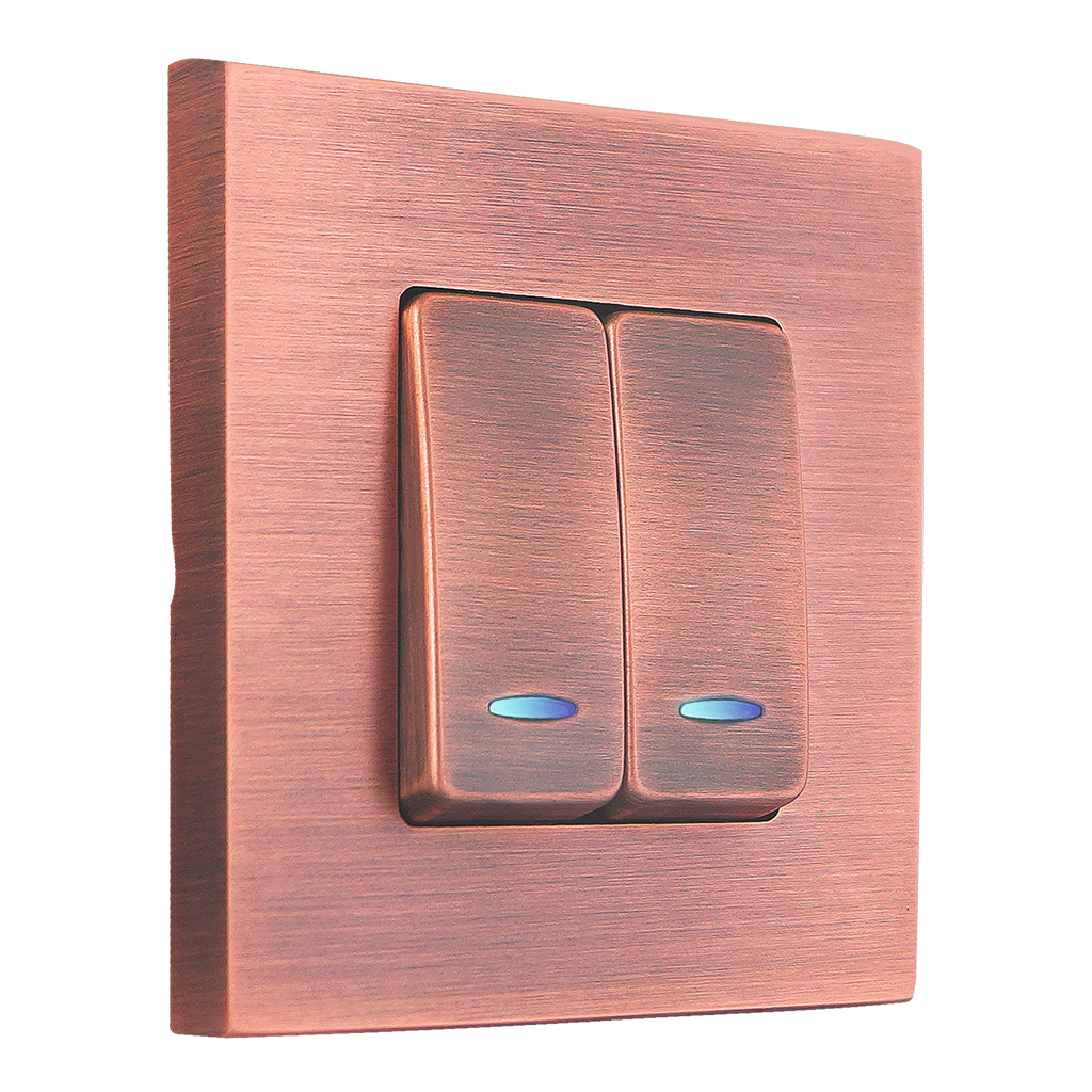 DOUBLE-KEY SWITCH WITH LED DIFFUSER SoHo COLLECTION IN BRUSHED COPPER