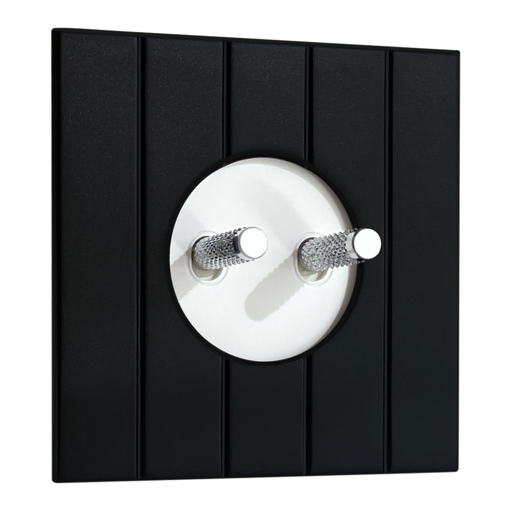 DOUBLE TOGGLE SWITCH STUDIO COLLECTION IN MATT BLACK WITH BRIGHT CHROME