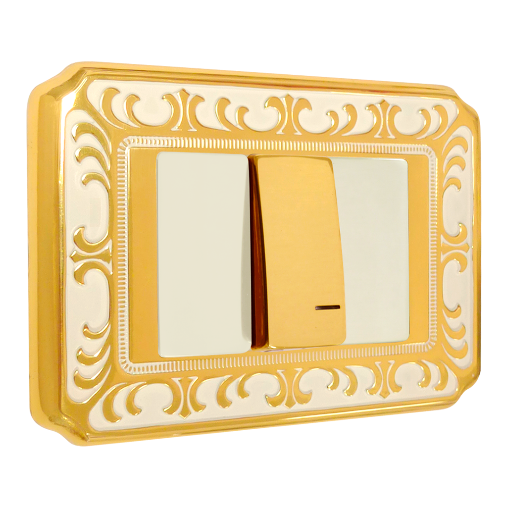 SWITCH FRAME SIENA COLLECTION IN GOLD WITH WHITE PATINA, BRITISH STANDARD