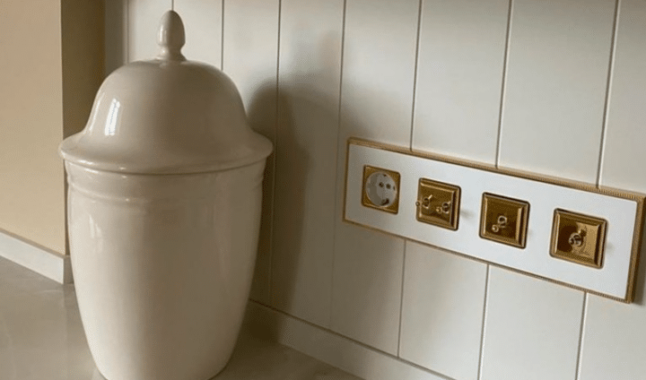 Belle Epoque gold White 4 gang plate for switches and sockets